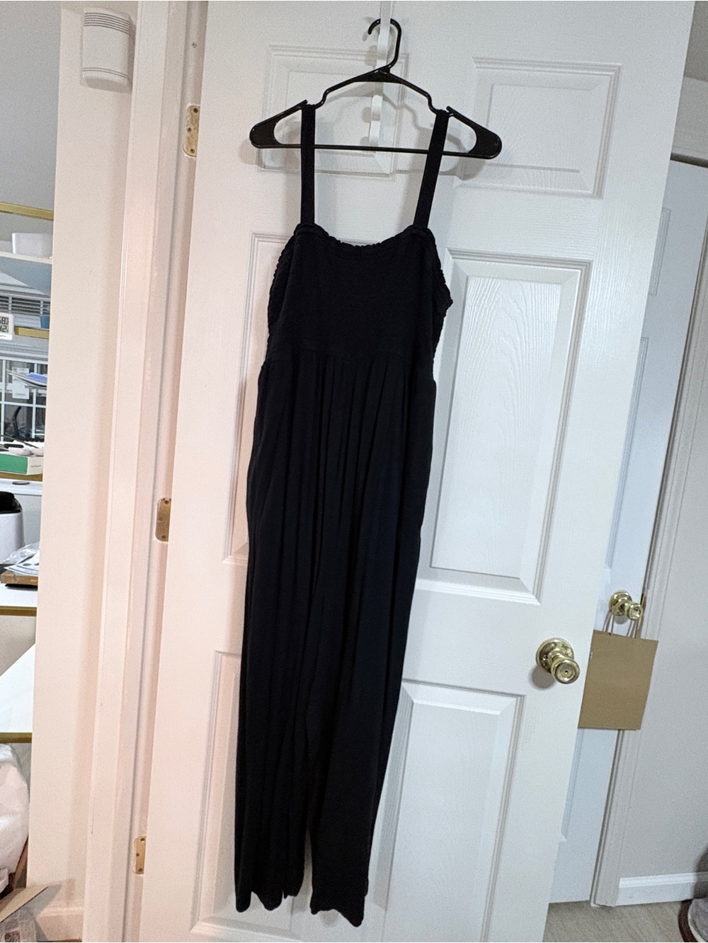 Classic Black Smocked-Strap Jumpsuit for Women